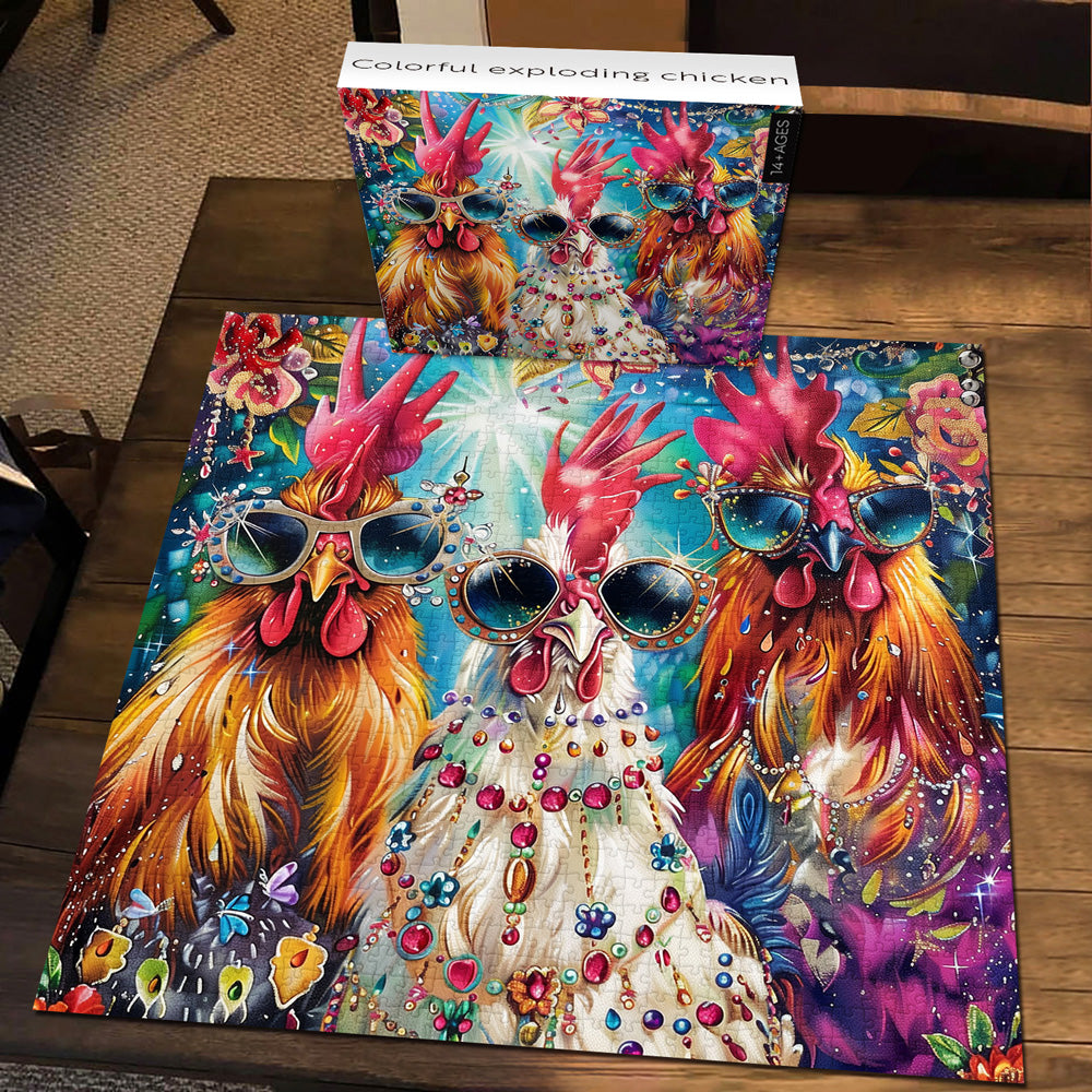 Colorful Exploding Chicken Jigsaw Puzzles 1000 Pieces – Pickforu Puzzle