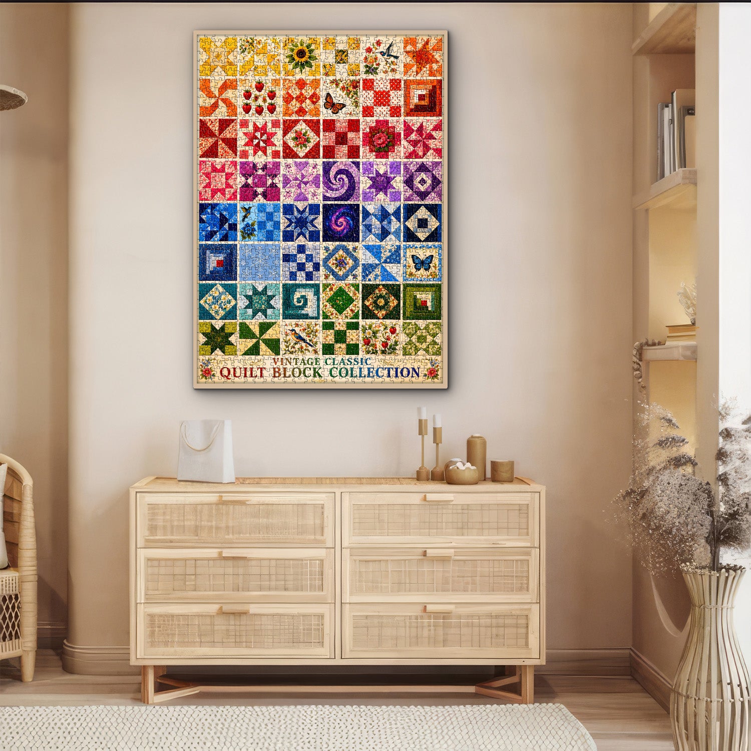 Vintage Fabric Collage Art Collection Jigsaw Puzzle 1000 Pieces