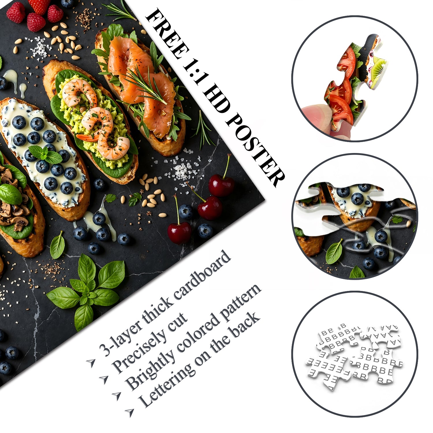 Assorted Bruschetta Jigsaw Puzzle 1000 Pieces