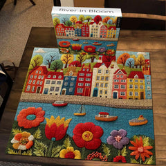 Puzzle con fiume in fiore, 1000 pezzi