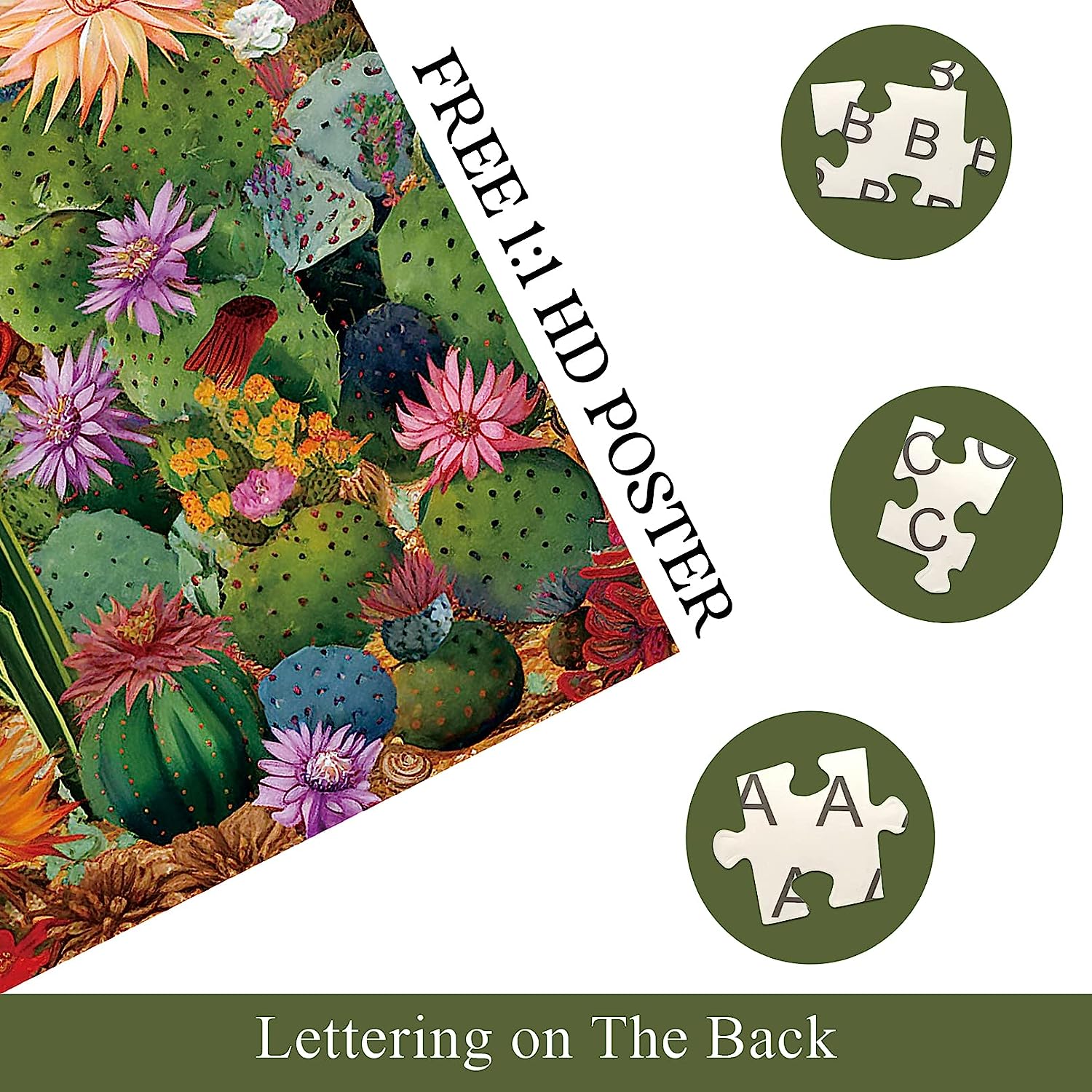 Pickforu® Puzzle Jardin de fleurs de cactus 1000 pièces