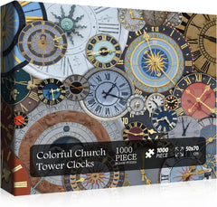 Colorful Church Clock Jigsaw Puzzle 1000 Pieces