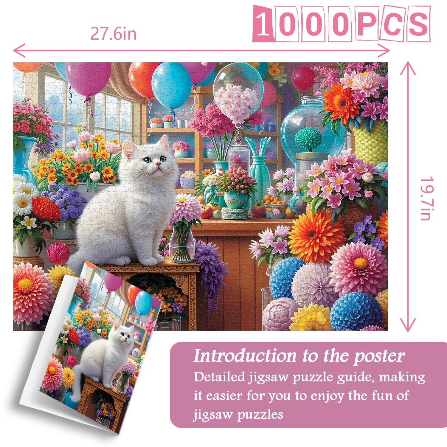 Katze unter Blumen Puzzle 1000 Stücke