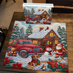 Camion rosso natalizio cottage puzzle puzzle 1000 pezzi