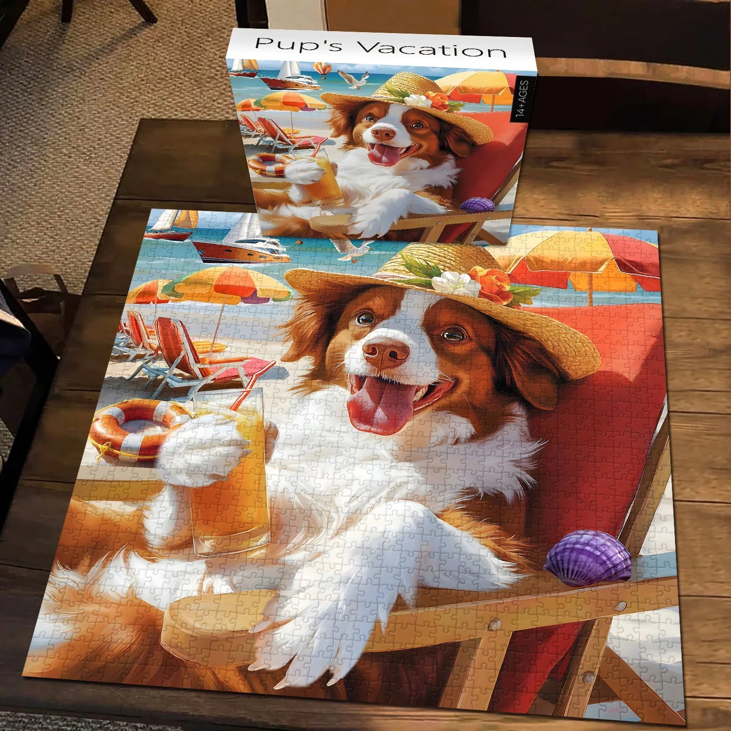 Puzzle de gabarit de vacances de Pup 1000 pièces