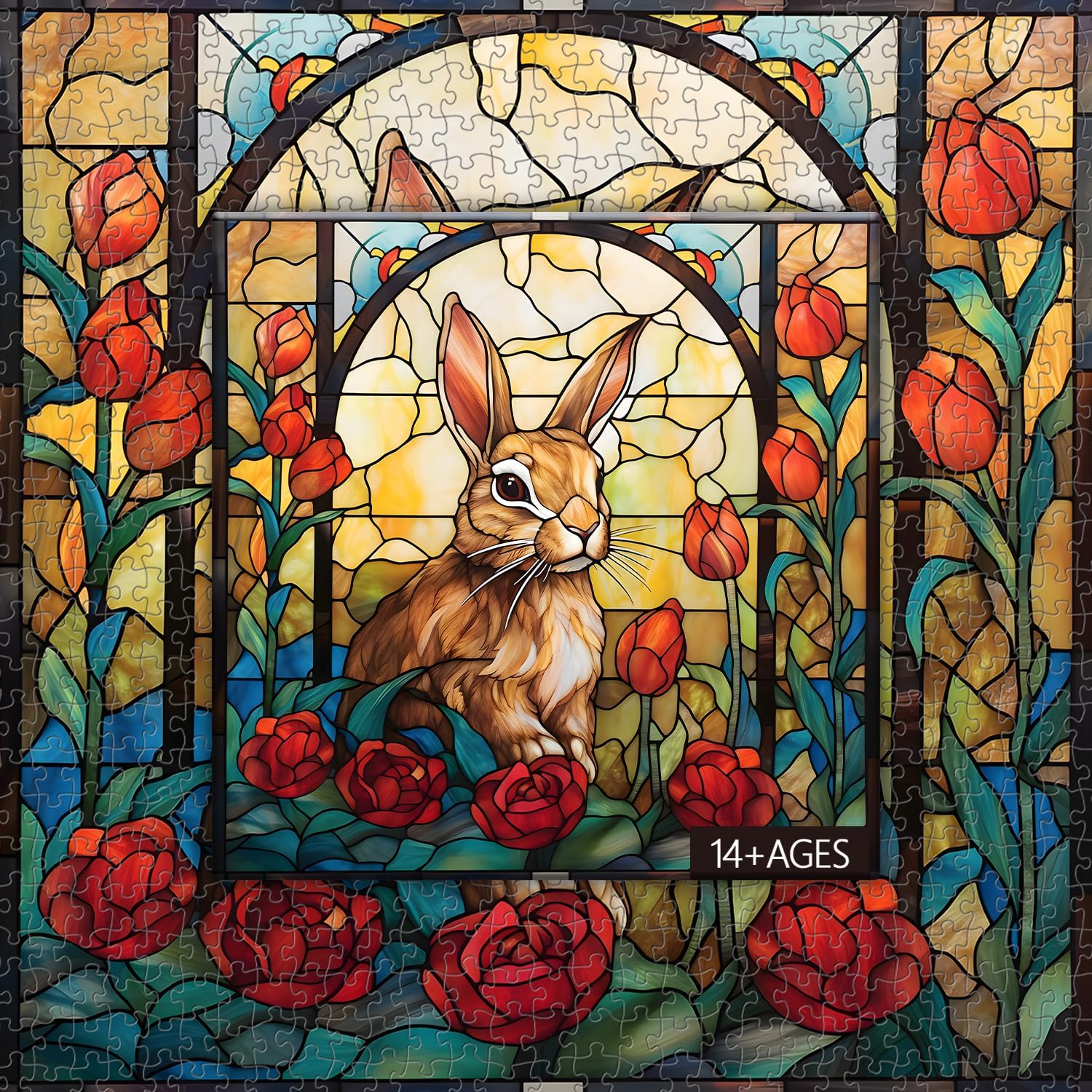 Stained Glass Bunny Jigsaw Puzzle 1000 Pieces