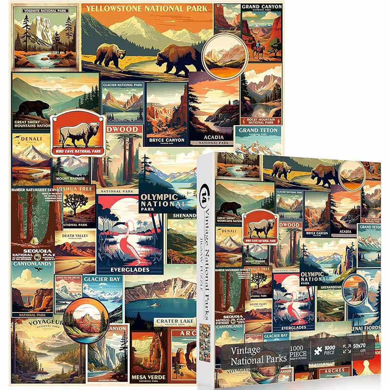 Pickforu® Vintage National Parks Jigsaw Puzzle 1000 Pieces