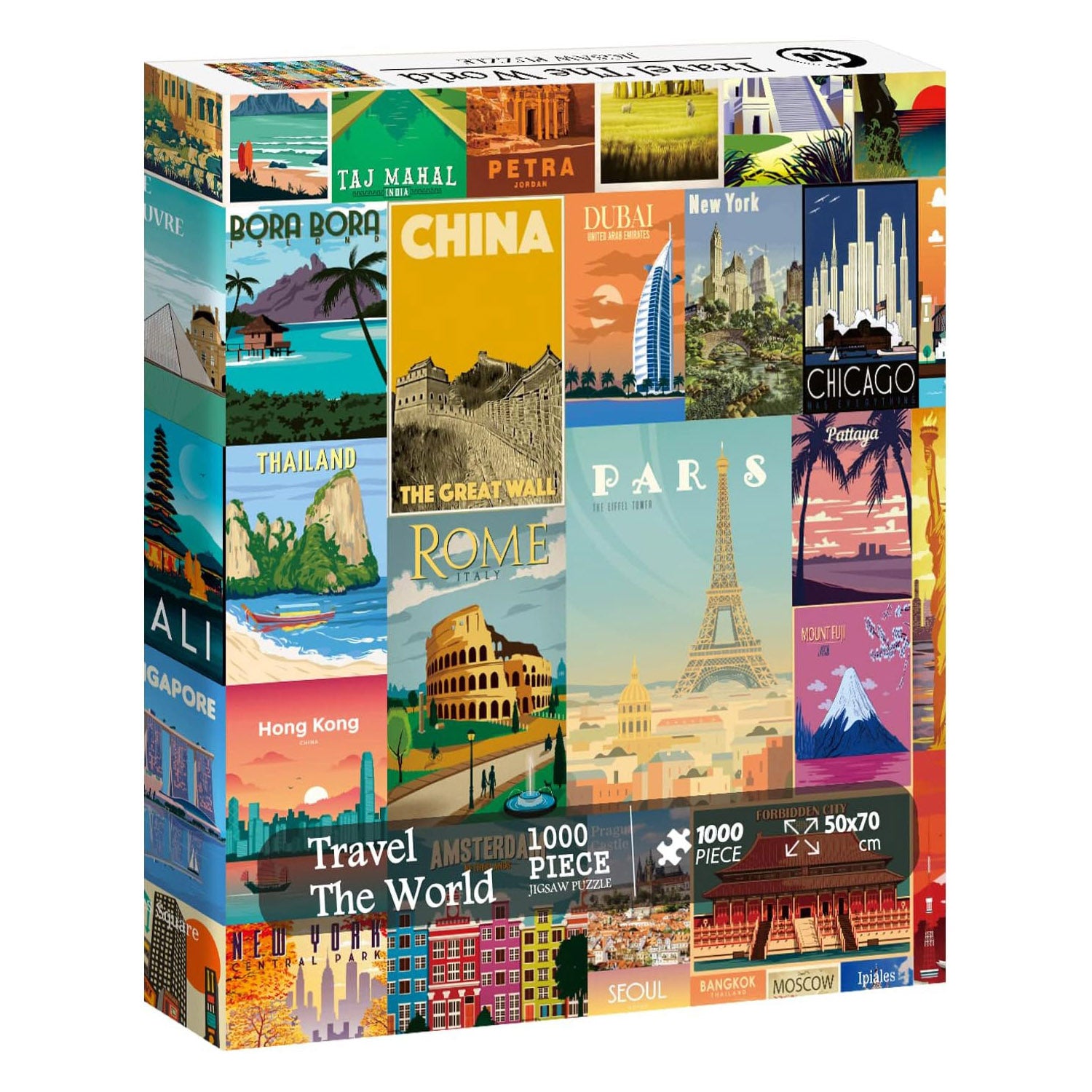 Pickforu® Vintage World Travel Poster Puzzle 1000 Piezas