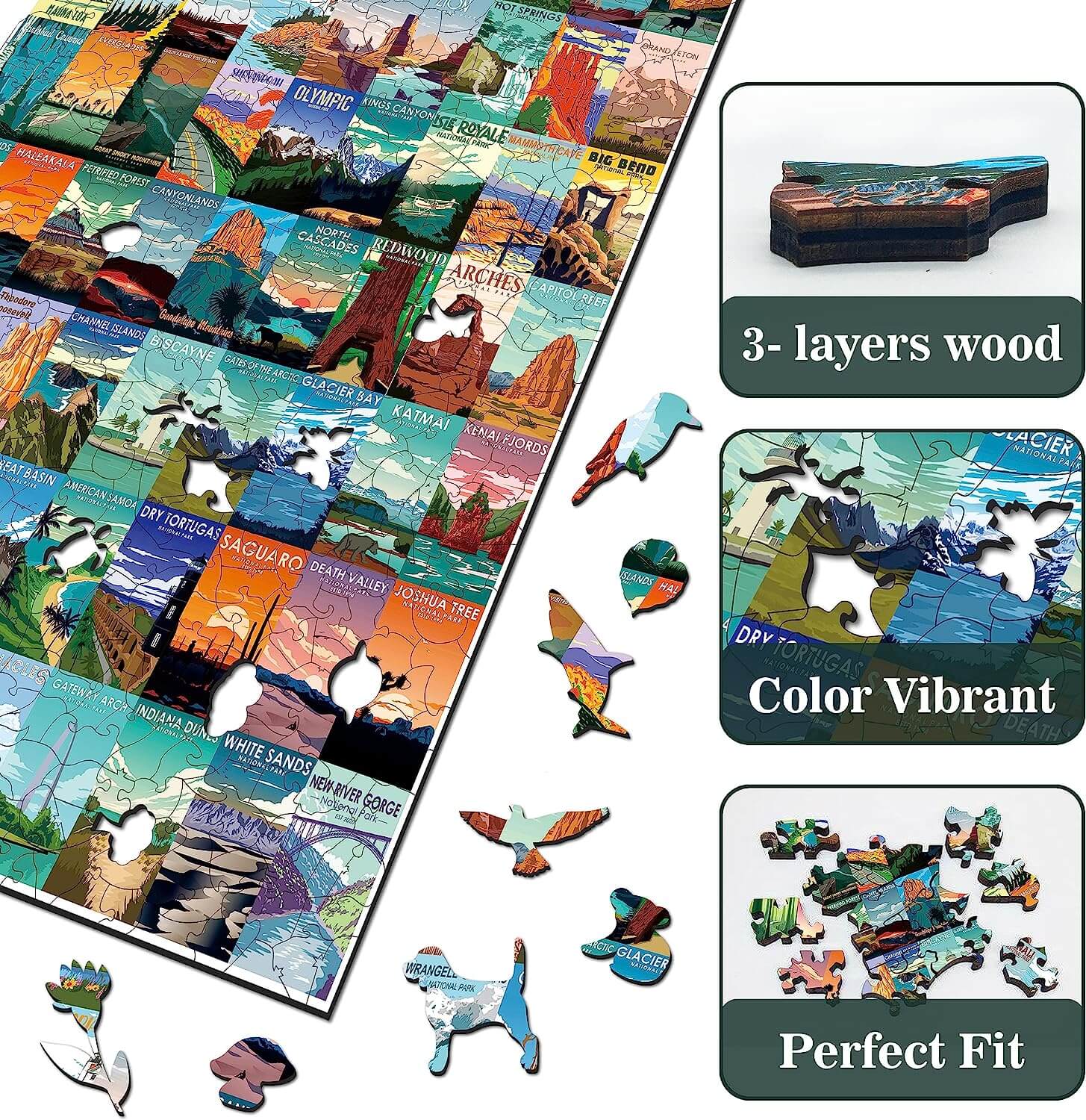 Pickforu® Wooden National Parks Jigsaw Puzzle 500 Pieces