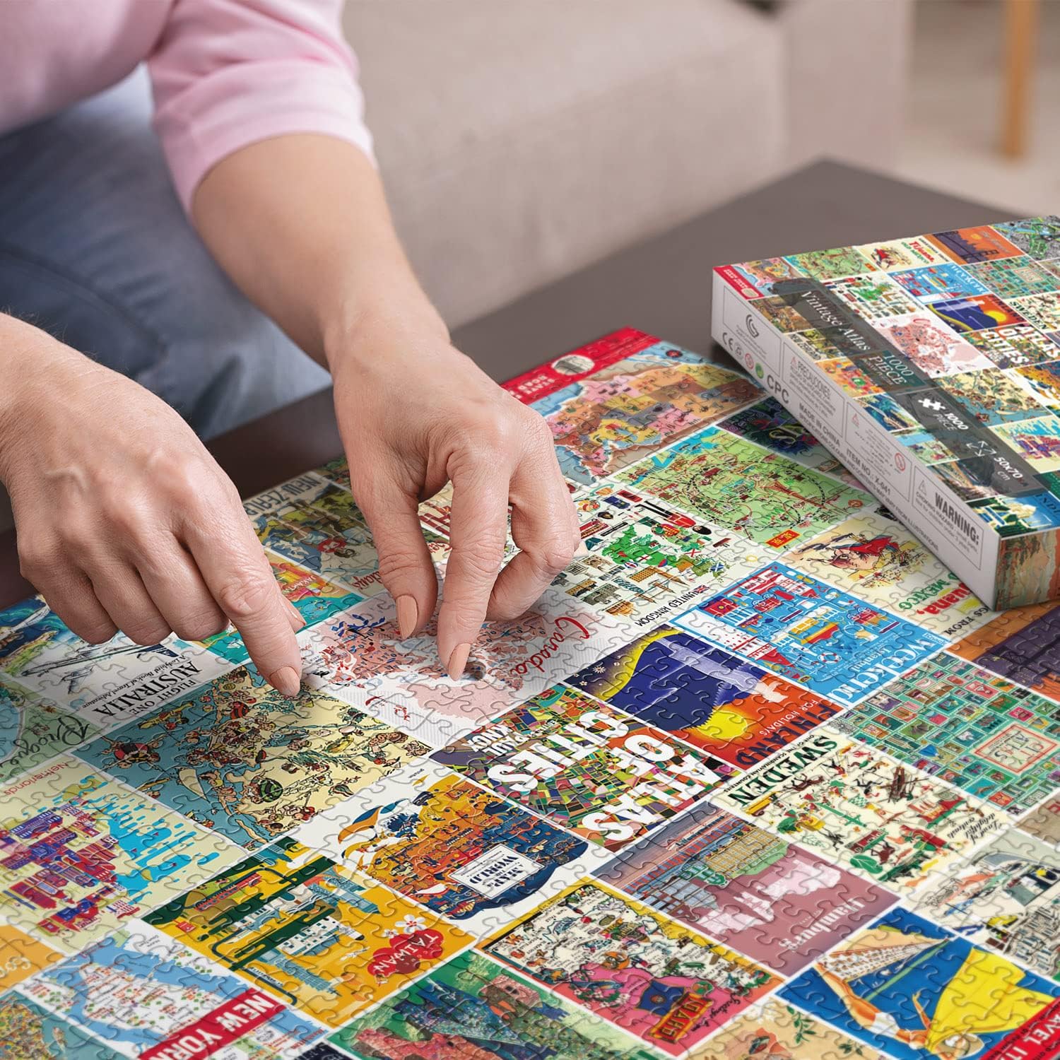 Pickforu® World Atlas Landmark Jigsaw Puzzle 1000 pièces