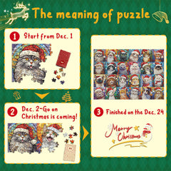 Happy Christmas Cats Advent Calendar Jigsaw Puzzle 1000 Pieces