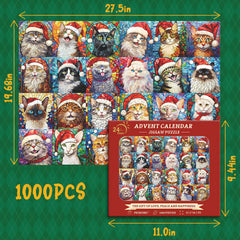 Happy Christmas Cats Advent Calendar Jigsaw Puzzle 1000 Pieces