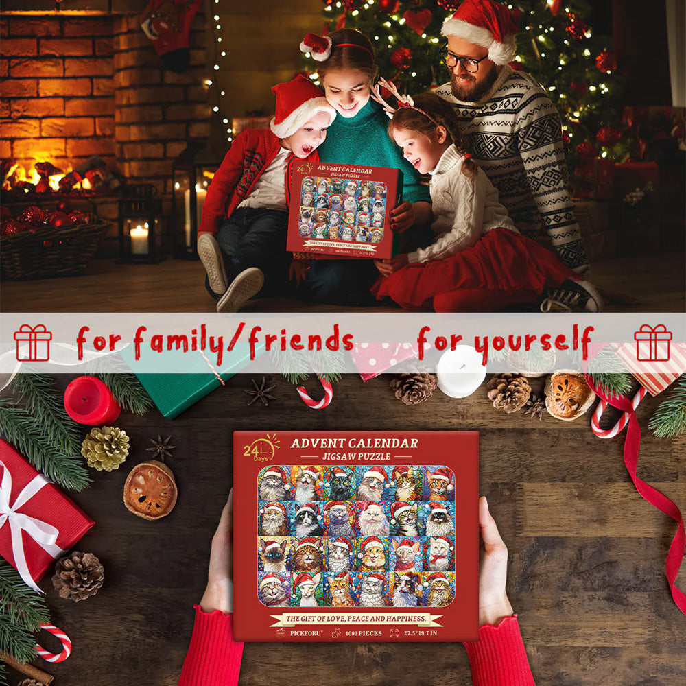 Happy Christmas Cats Advent Calendar Jigsaw Puzzle 1000 Pieces happy-christmas-cats-advent-calendar-jigsaw-puzzle-1000-pieces