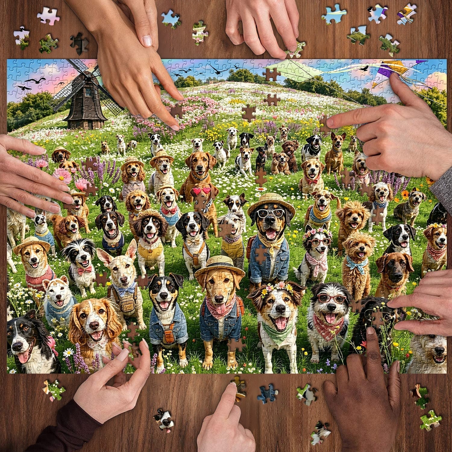 Dogs & Wild Blooms Jigsaw Puzzle 1000 Pieces