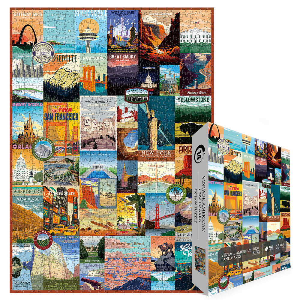 Pickforu® Vintage American Travel Poster Puzzles 1000 Teile