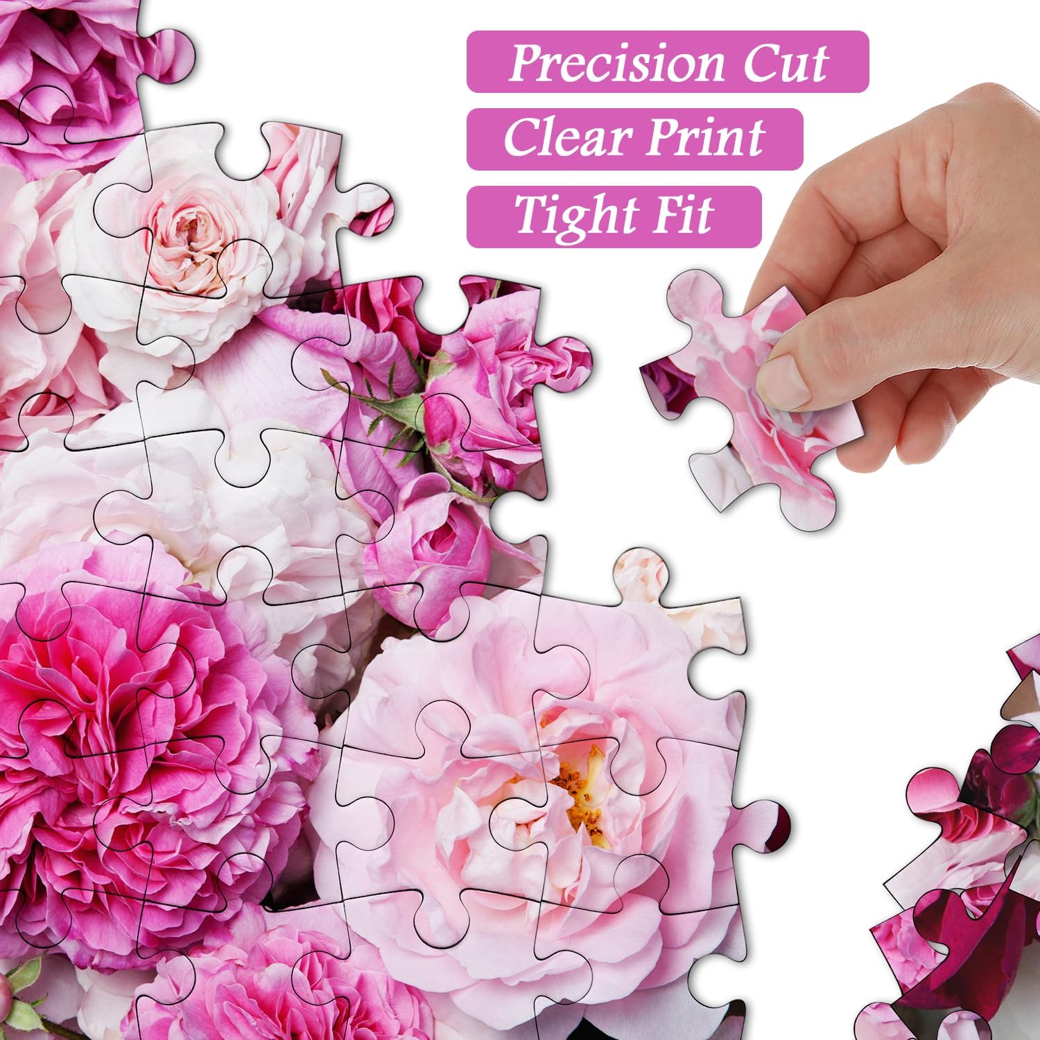 Pink Rose Flower Jigsaw Puzzle 1000 Pieces