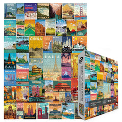 Pickforu® Vintage World Travel Poster Puzzle 1000 Piezas