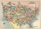 Pickforu® United States Vintage Map Jigsaw Puzzle 1000 Pieces
