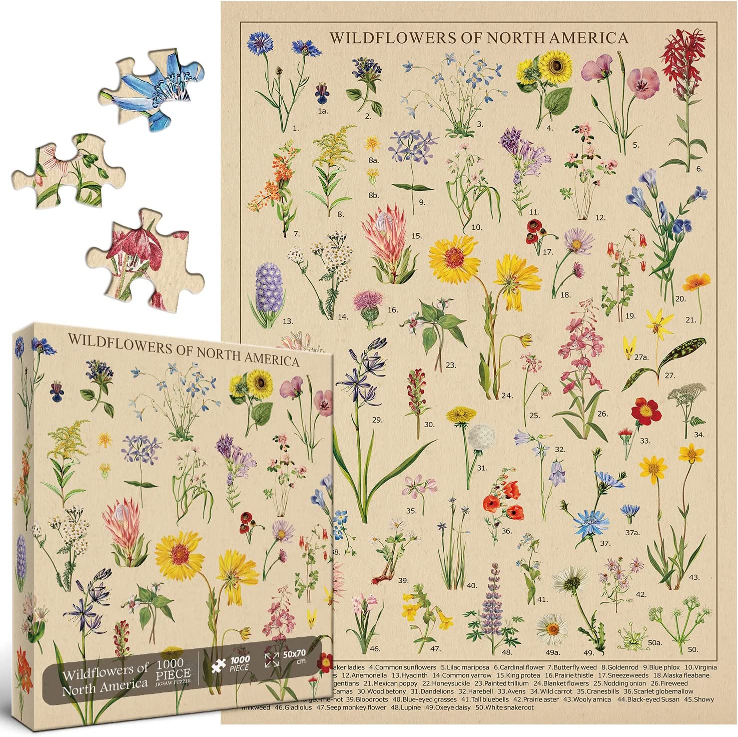 Pickforu® Puzzle Vintage Fleurs sauvages 1000 pièces