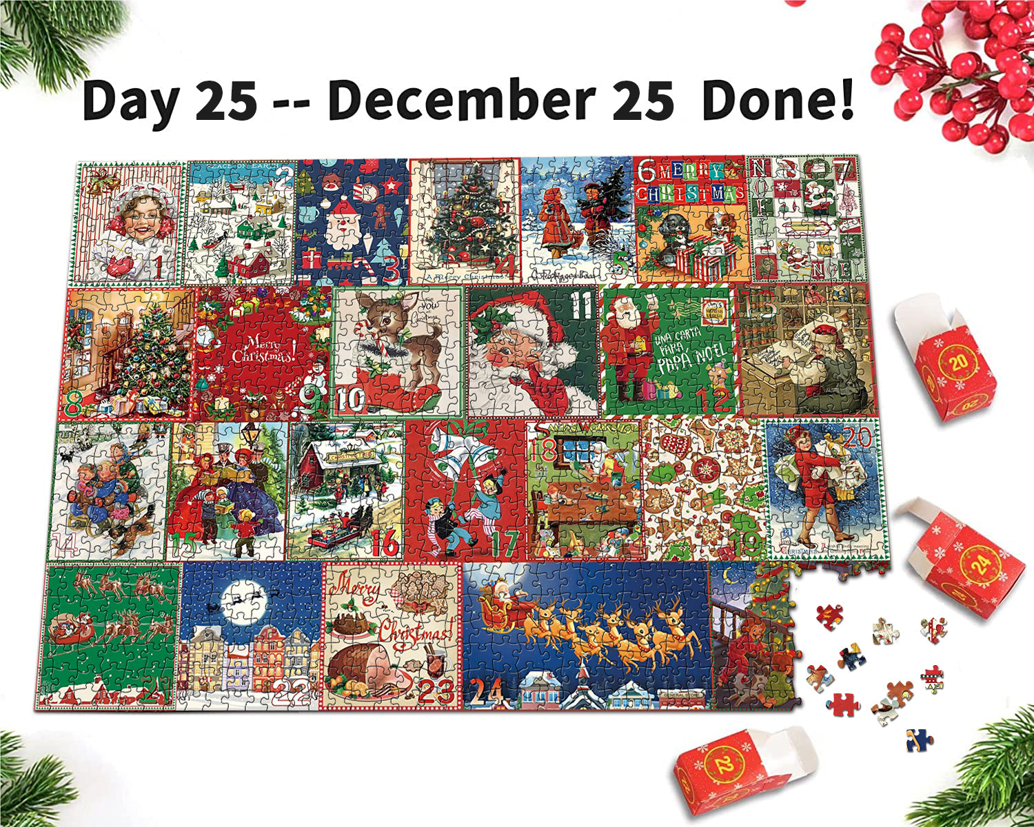 Pickforu® Calendario de Adviento de Navidad Puzzle 1000pzs