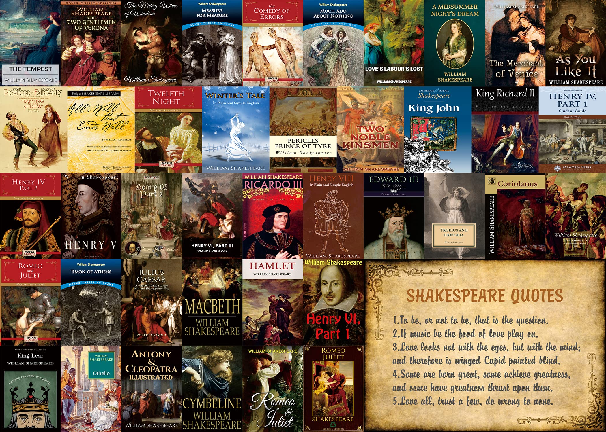 Pickforu® Shakespeare-Buch-Puzzle 1000 Teile