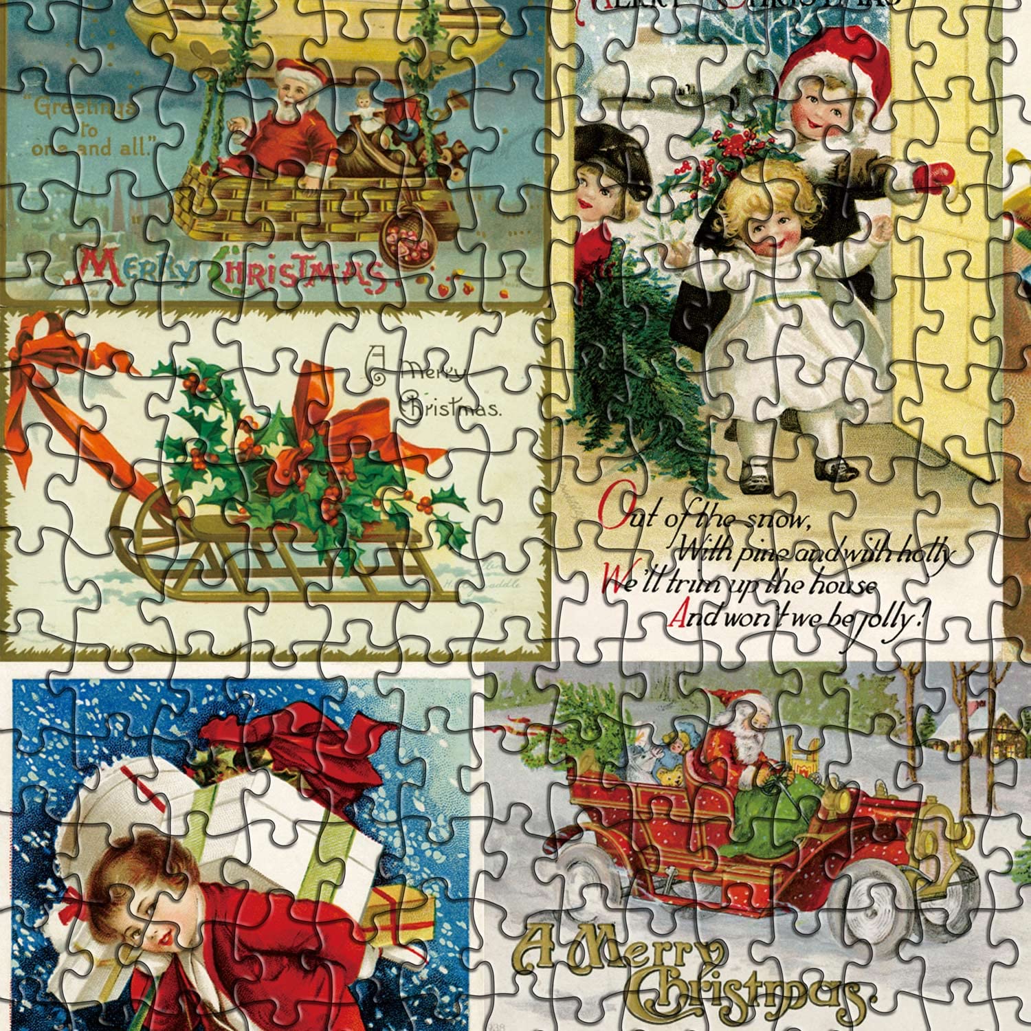 Pickforu® Vintage Christmas Postcards Jigsaw Puzzle 1000 Pieces